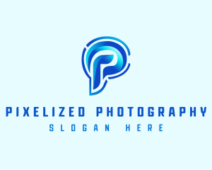 Curve Motion Letter P logo design