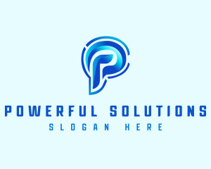 Curve Motion Letter P logo design