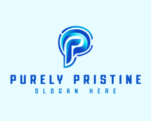 Curve Motion Letter P logo design