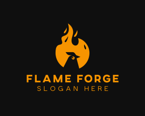 Chicken Flame Barbecue Grilling logo design