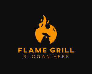 Chicken Flame Barbecue Grilling logo design