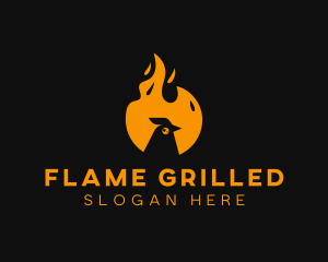 Chicken Flame Barbecue Grilling logo design