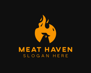 Chicken Flame Barbecue Grilling logo design