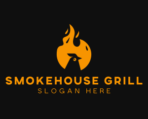 Chicken Flame Barbecue Grilling logo design