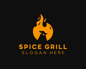 Chicken Flame Barbecue Grilling logo design