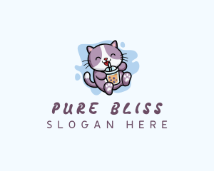 Cat Bubble Tea logo design