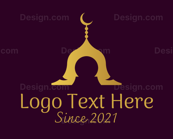 Gold Mosque Silhouette Logo