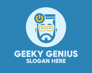 Hipster Power Guy logo design