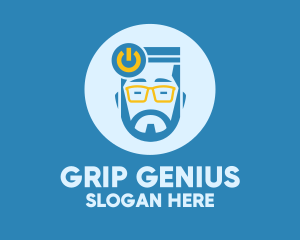 Hipster Power Guy logo design