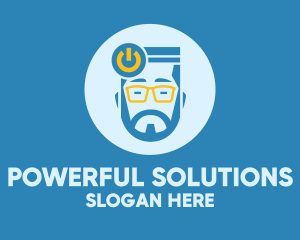 Hipster Power Guy logo design