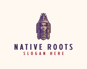 Ethnic Mayan Statue  logo design