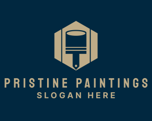 Hexagon Paint Brush Painting  logo design