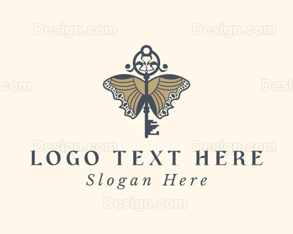 Elegant Butterfly Key Logo