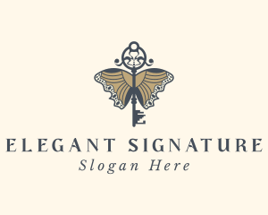 Elegant Butterfly Key logo design