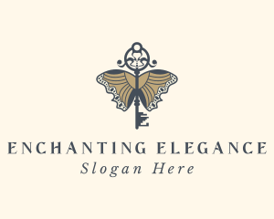 Elegant Butterfly Key logo design