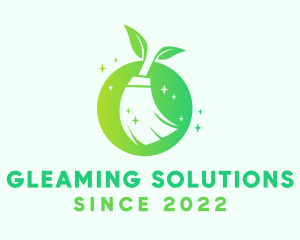 Eco Janitorial Cleaning Broom logo design