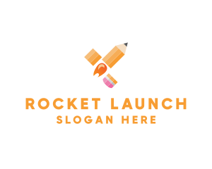 Rocket Pencil Eraser logo design