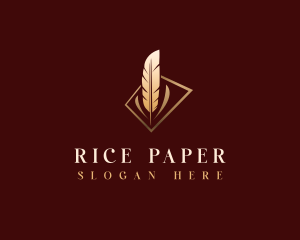 Paper Writing Quill logo design