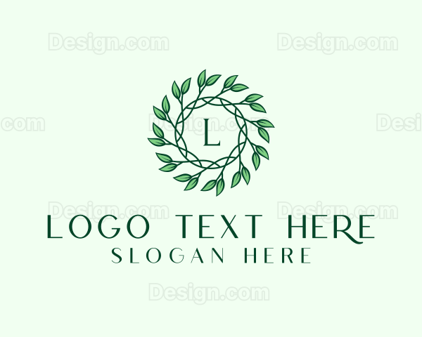 Natural Organic Leaf Wreath Logo