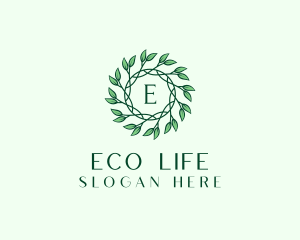 Natural Organic Leaf Wreath logo design