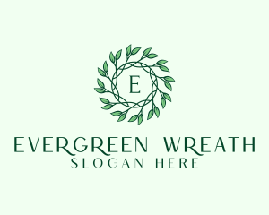 Natural Organic Leaf Wreath logo design