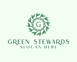 Natural Organic Leaf Wreath logo design