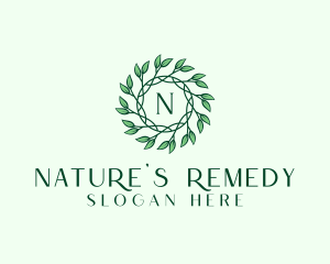 Natural Organic Leaf Wreath logo