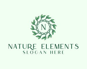 Natural Organic Leaf Wreath logo design