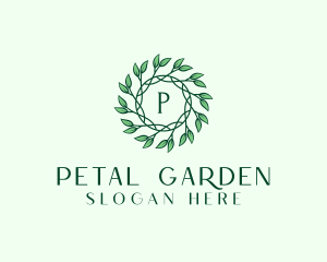 Natural Organic Leaf Wreath logo design