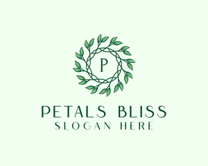 Natural Organic Leaf Wreath logo design