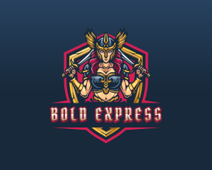 Female Goddess Valkyrie Superhero logo design