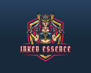 Female Goddess Valkyrie Superhero logo design