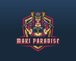 Female Goddess Valkyrie Superhero logo design