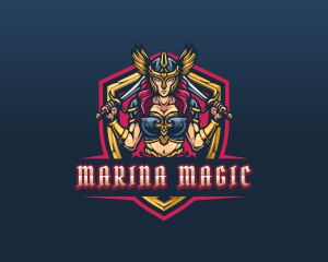 Female Goddess Valkyrie Superhero logo design