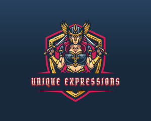 Female Goddess Valkyrie Superhero logo design