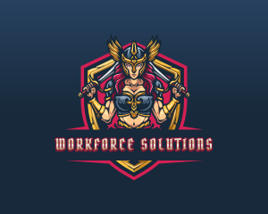 Female Goddess Valkyrie Superhero logo design