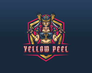 Female Goddess Valkyrie Superhero logo design