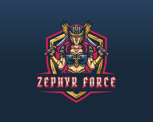 Female Goddess Valkyrie Superhero logo design