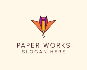 Paper Plane Pencil  logo design