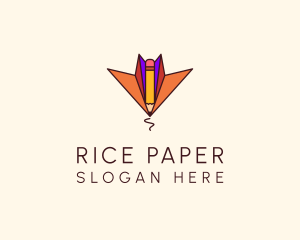 Paper Plane Pencil  logo design