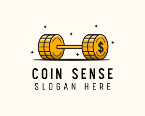 Gold Coin Barbell logo design