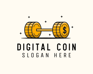 Gold Coin Barbell logo design