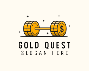 Gold Coin Barbell logo design