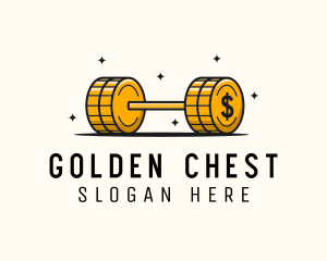 Gold Coin Barbell logo design