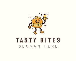 Burger Sandwich Waiter logo design