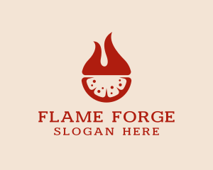 Flame Pizza Fast Food logo design