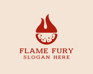 Flame Pizza Fast Food logo design