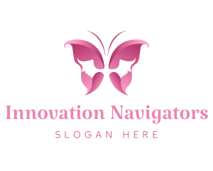 Pink Feminine Butterfly  Logo