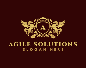 Crown Shield Pegasus logo design