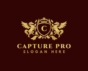 Crown Shield Pegasus logo design